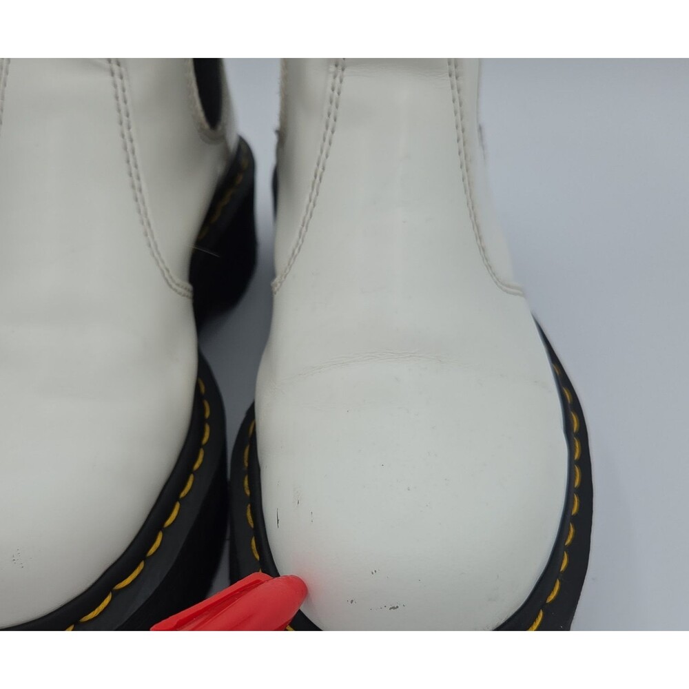 Dr. Martens Smooth White Leather Platform Chelsea Boots AirWair Women Size 8 - Picture 7 of 10